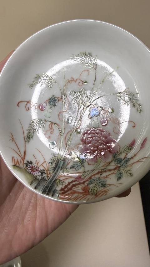 古玩陶瓷粉彩牡丹葫蘆圖小碟（一對）拍賣，當前價格6000元