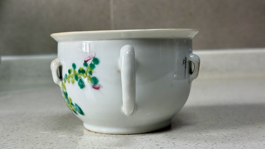 古玩陶瓷清光緒淺降彩花鳥(niǎo)壺真品鑒賞圖