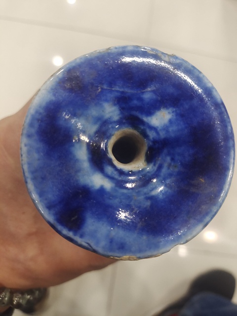 古玩陶瓷青花山水人物燭臺真品鑒賞圖