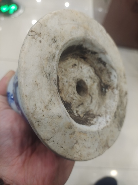 古玩陶瓷青花山水人物燭臺真品鑒賞圖