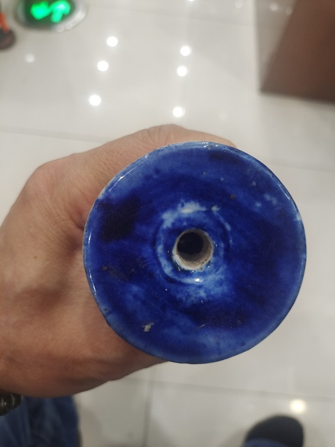 古玩陶瓷青花山水人物燭臺真品鑒賞圖