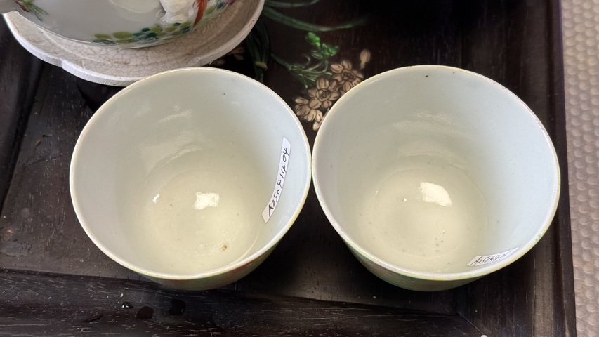 古玩陶瓷晚清桃花洞釉杯一對拍賣，當前價格4000元