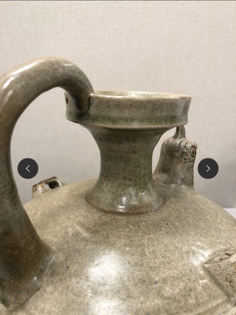 古玩陶瓷東晉早期青釉雞首壺真品鑒賞圖