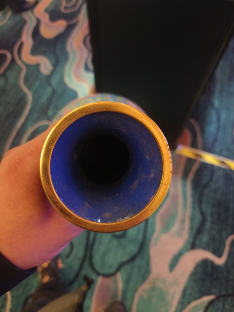 古玩陶瓷銅胎掐絲琺瑯花卉紋玉壺春瓶真品鑒賞圖