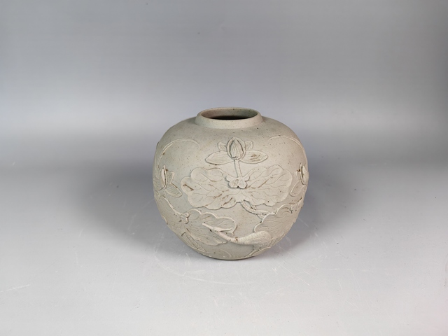 古玩陶瓷晚清民國返瓷浮雕一路聯(lián)科蓋罐真品鑒賞圖