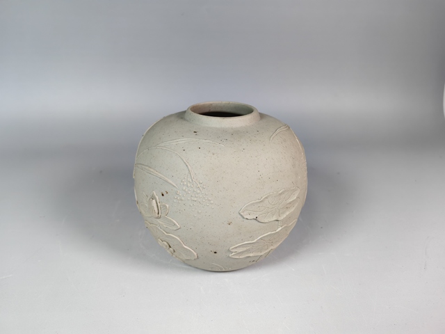 古玩陶瓷晚清民國返瓷浮雕一路聯(lián)科蓋罐真品鑒賞圖