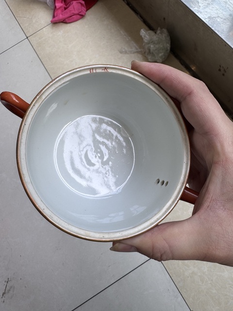 古玩陶瓷珊瑚紅釉描金蘭花詩(shī)紋參湯壺真品鑒賞圖