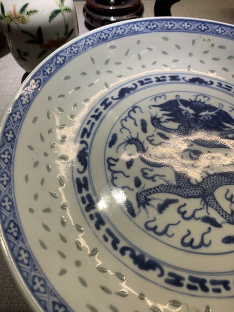 古玩陶瓷民國 青花玲瓏龍紋杯真品鑒賞圖