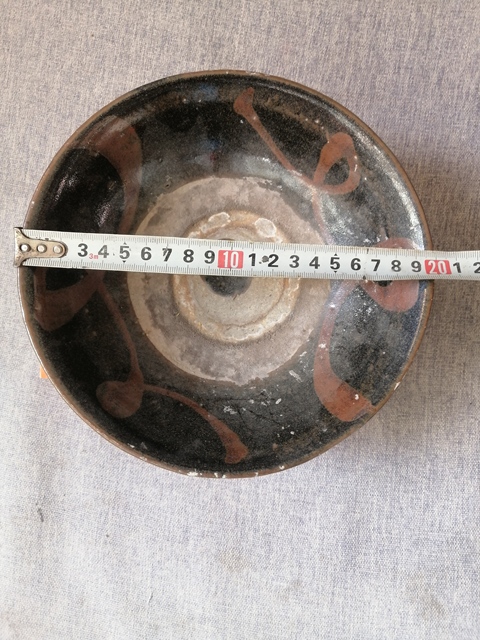 古玩陶瓷元代山西窯口黑釉紅斑澀圈盤真品鑒賞圖