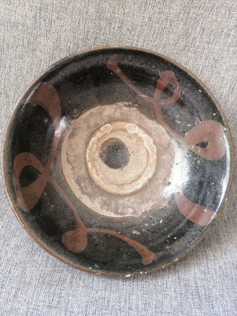 古玩陶瓷元代山西窯口黑釉紅斑澀圈盤真品鑒賞圖