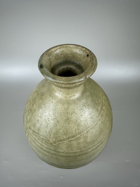 古玩陶瓷青釉盤口瓶真品鑒賞圖