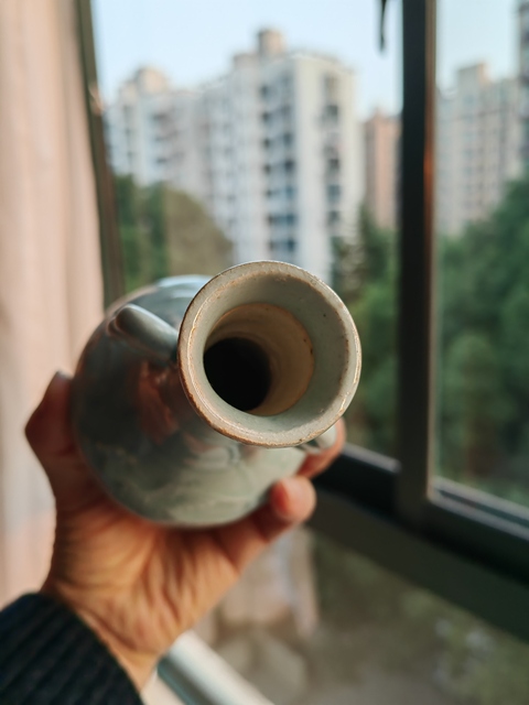 古玩陶瓷青白釉鳳紋雙耳瓶真品鑒賞圖