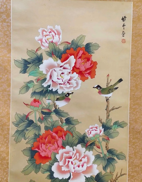 古玩字畫吳竹云富貴白頭立軸真品鑒賞圖