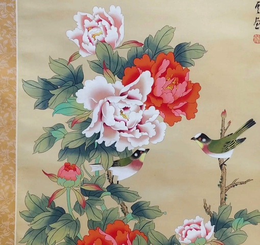 古玩字畫吳竹云富貴白頭立軸真品鑒賞圖