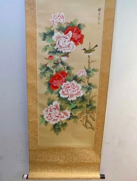 古玩字畫吳竹云富貴白頭立軸真品鑒賞圖