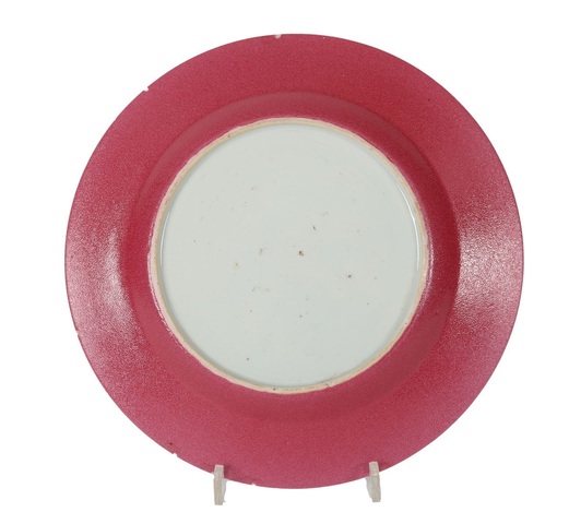 古玩陶瓷胭脂紅廣琺瑯盤真品鑒賞圖