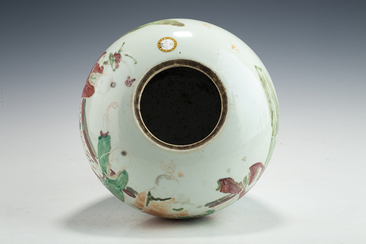 古玩陶瓷清晚·粉彩五子奪魁紋西瓜罐真品鑒賞圖