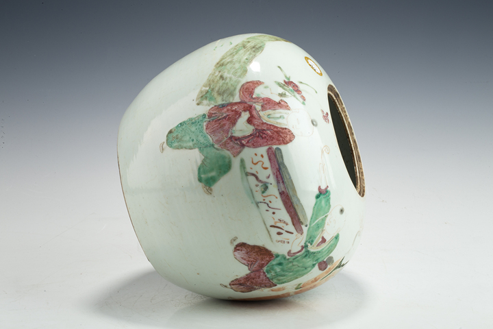 古玩陶瓷清晚·粉彩五子奪魁紋西瓜罐真品鑒賞圖