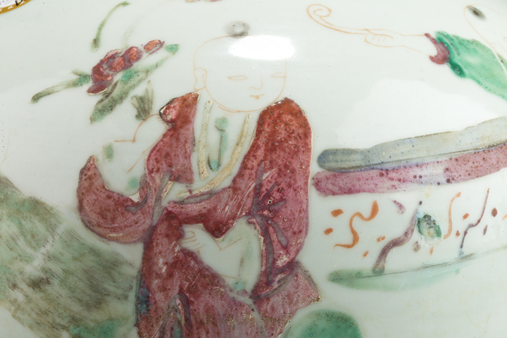 古玩陶瓷清晚·粉彩五子奪魁紋西瓜罐真品鑒賞圖