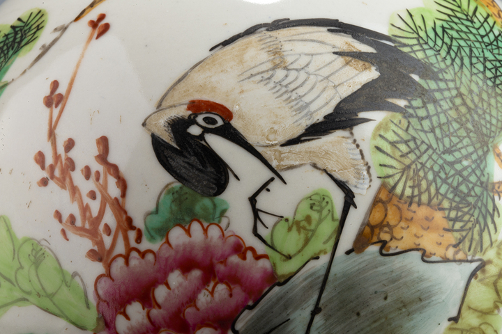 古玩陶瓷民國·粉彩松鶴延年紋罐真品鑒賞圖