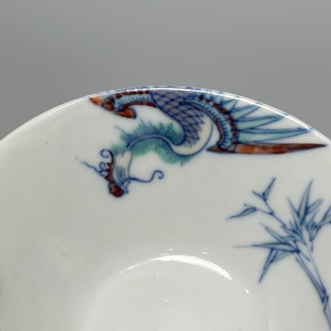 古玩陶瓷斗彩鳳紋斗笠碗真品鑒賞圖