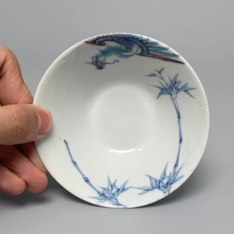 古玩陶瓷斗彩鳳紋斗笠碗真品鑒賞圖