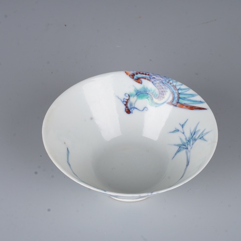 古玩陶瓷斗彩鳳紋斗笠碗真品鑒賞圖
