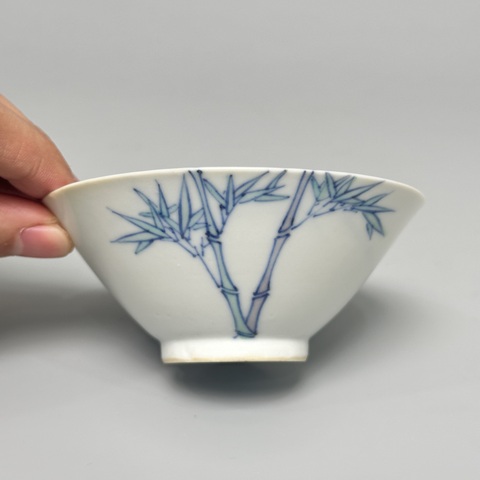 古玩陶瓷斗彩鳳紋斗笠碗真品鑒賞圖