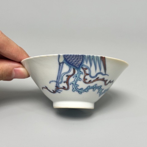 古玩陶瓷斗彩鳳紋斗笠碗真品鑒賞圖