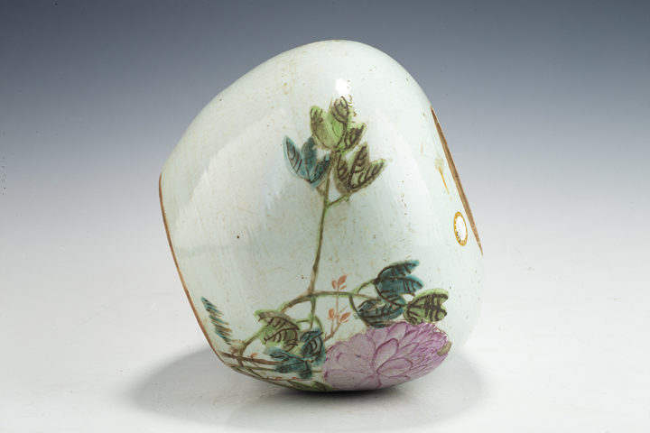 古玩陶瓷民國·淺絳彩花鳥紋西瓜罐真品鑒賞圖