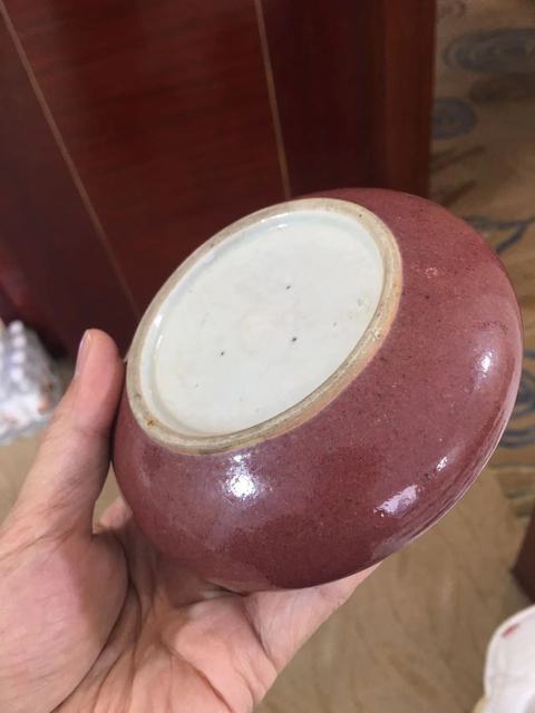 古玩陶瓷豇豆紅釉水洗真品鑒賞圖