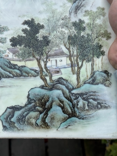 古玩陶瓷山水紋瓷板畫真品鑒賞圖