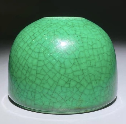 古玩陶瓷綠哥釉水盂真品鑒賞圖