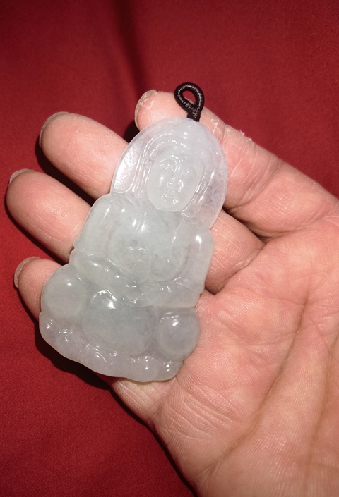 古玩玉器天然翡翠“觀音”掛件真品鑒賞圖