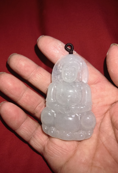 古玩玉器天然翡翠“觀音”掛件真品鑒賞圖