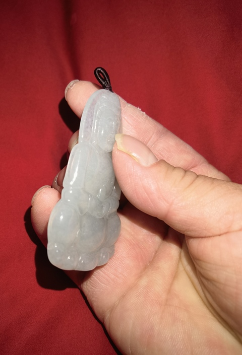 古玩玉器天然翡翠“觀音”掛件真品鑒賞圖