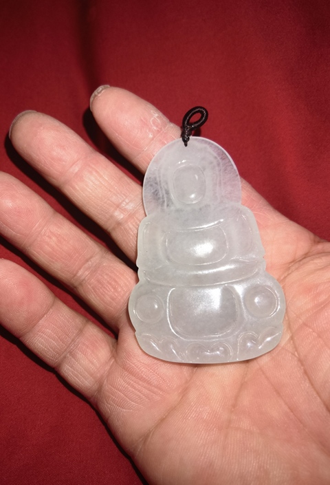 古玩玉器天然翡翠“觀音”掛件真品鑒賞圖