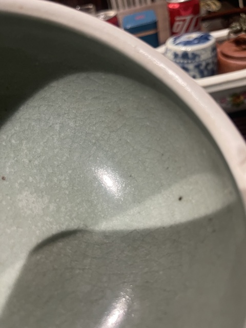 古玩陶瓷郎窖綠釉三足香爐真品鑒賞圖