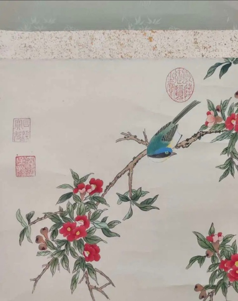 古玩字畫鄒一桂款工筆重彩花鳥立軸真品鑒賞圖