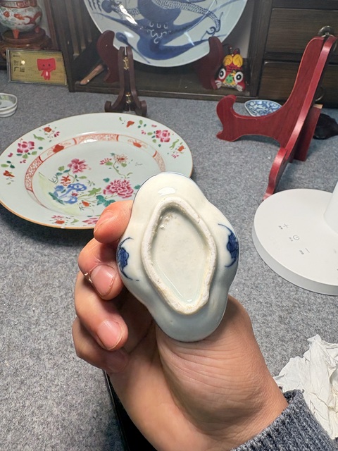 古玩陶瓷晚清青花海棠碟真品鑒賞圖