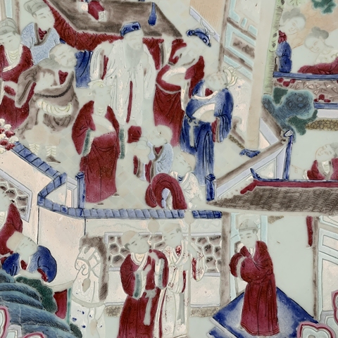 古玩陶瓷人物紋粉彩盤真品鑒賞圖