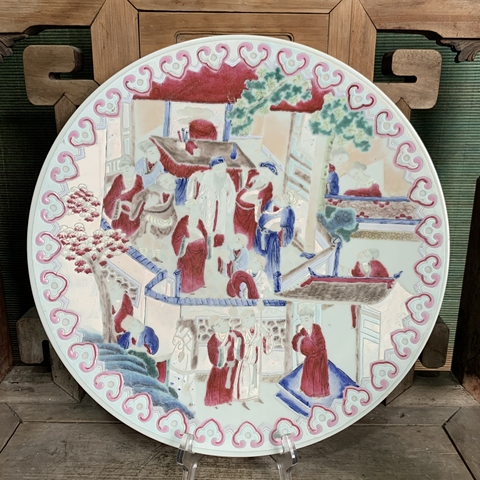 古玩陶瓷人物紋粉彩盤真品鑒賞圖