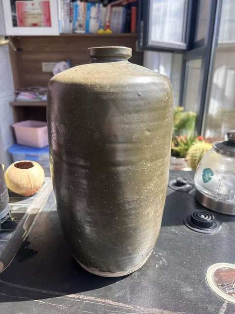 古玩陶瓷北宋耀州窯茶葉末釉折肩盤口梅瓶（大號）拍賣，當(dāng)前價(jià)格3528元