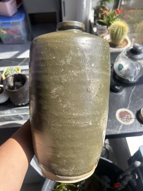 古玩陶瓷北宋耀州窯茶葉末釉折肩盤口梅瓶（大號）拍賣，當(dāng)前價(jià)格3528元