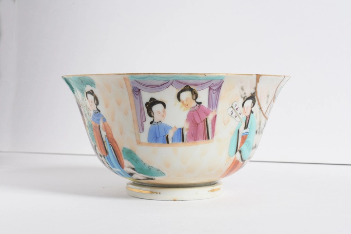 古玩陶瓷廣彩人物故事紋碗真品鑒賞圖