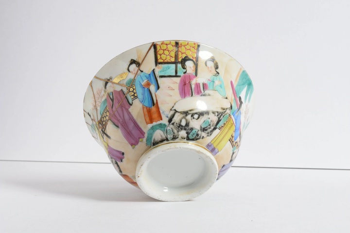 古玩陶瓷廣彩人物故事紋碗真品鑒賞圖