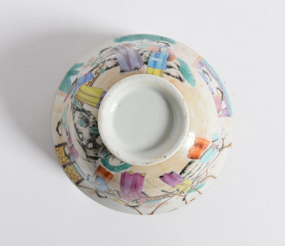 古玩陶瓷廣彩人物故事紋碗真品鑒賞圖