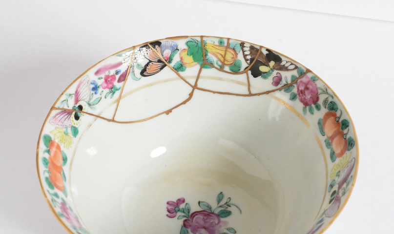 古玩陶瓷廣彩人物故事紋碗真品鑒賞圖