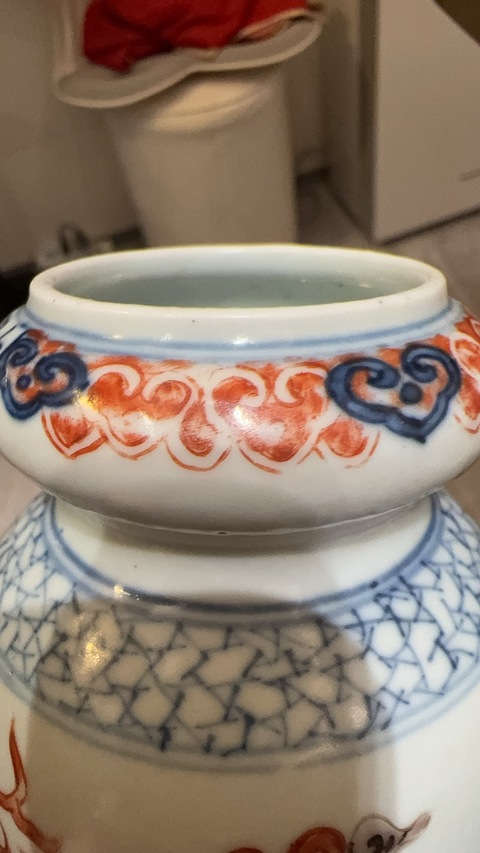 古玩陶瓷青花加彩筒瓶真品鑒賞圖