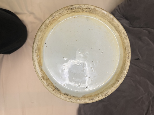 古玩陶瓷清中期青花盤(pán)口瓶真品鑒賞圖